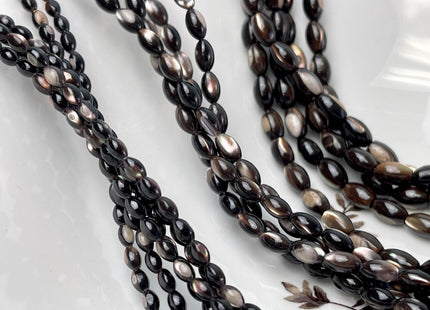 3x5mm 4x7mm 5x8mm Rice/Barrel Shape Natural Mother of Pearl Gemstone Beads Black Brown MOP Beads 15.5 Inches #4643