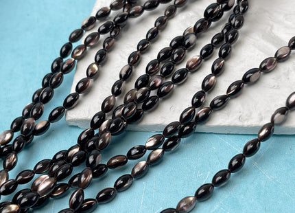3x5mm 4x7mm 5x8mm Rice/Barrel Shape Natural Mother of Pearl Gemstone Beads Black Brown MOP Beads 15.5 Inches #4643