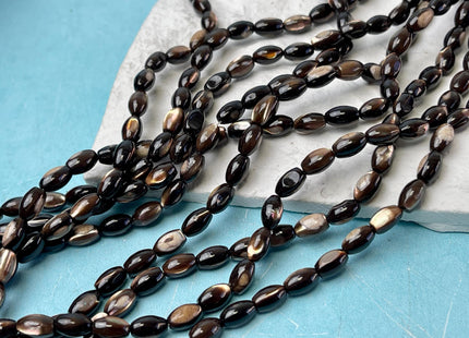 3x5mm 4x7mm 5x8mm Rice/Barrel Shape Natural Mother of Pearl Gemstone Beads Black Brown MOP Beads 15.5 Inches #4643