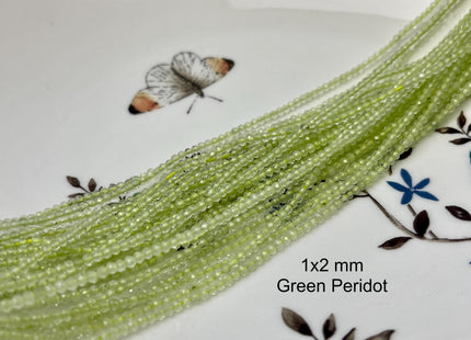 1x2mm 2x3mm Faceted Rondelle Pink Tourmaline Or Green Peridot Gemstone Beads 13 Inches #4648