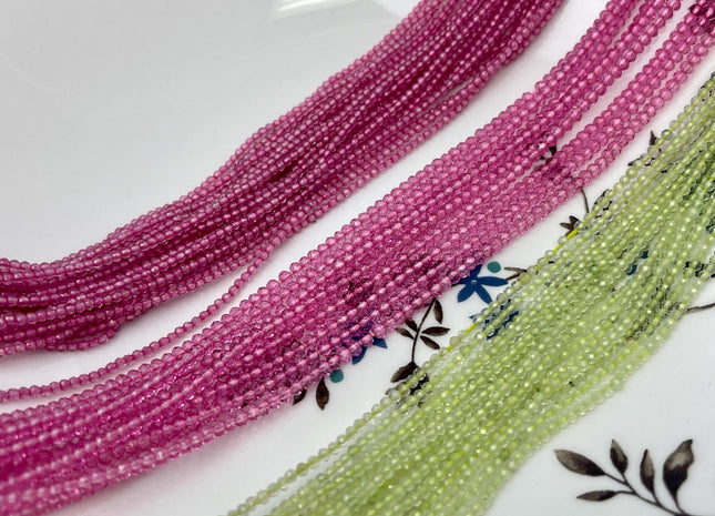 1x2mm 2x3mm Faceted Rondelle Pink Tourmaline Or Green Peridot Gemstone Beads 13 Inches #4648