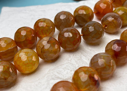 16 mm Faceted Round Agate Gemstone Beads Heat Treated Mixed Dark Orange Color Natural Gemstone Agate 15.5 Inches Strand #4620