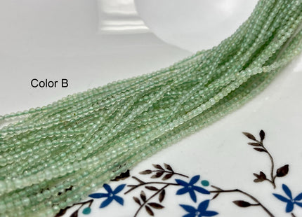 2 mm Faceted Round Tiny Green Prehnite Gemstone Beads Genuine 13 Inches Strand #4646