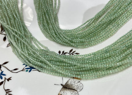 2 mm Faceted Round Tiny Green Prehnite Gemstone Beads Genuine 13 Inches Strand #4646