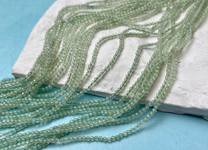 2 mm Faceted Round Tiny Green Prehnite Gemstone Beads Genuine 13 Inches Strand #4646