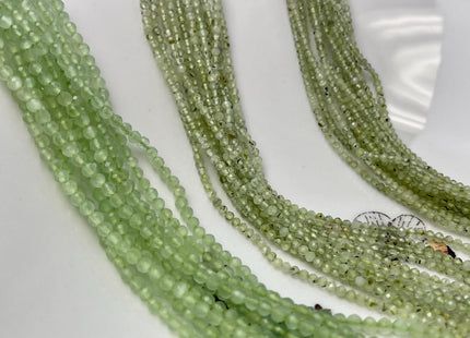 2mm 3mm Faceted Round Tiny Green Prehnite Gemstone Beads Genuine 13 Inches Strand #4647