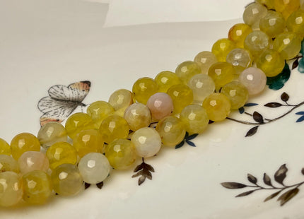 10 mm 12 mm Faceted Round Agate Gemstone Beads Heat Treated Mixed Yellow Color Natural Gemstone Agate 15.5 Inches Strand #4625