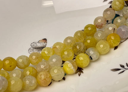 10 mm 12 mm Faceted Round Agate Gemstone Beads Heat Treated Mixed Yellow Color Natural Gemstone Agate 15.5 Inches Strand #4625