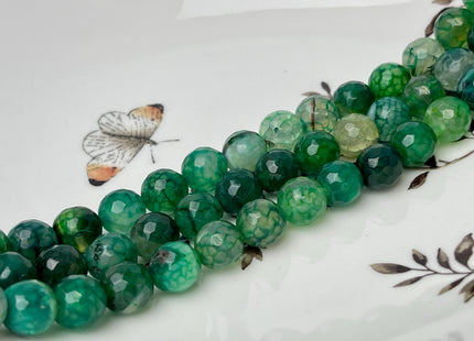 8 mm 10 mm Faceted Round Agate Gemstone Beads Heat Treated Mixed Dark Green Color Natural Gemstone Agate 15.5 Inches Strand #4626