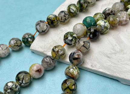 12 mm 14 mm Faceted Round Agate Gemstone Beads Heat Treated Mixed Green Gray White Color Natural Gemstone Agate 15.5 Inches Strand #4627