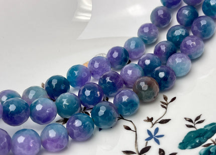 14 mm Faceted Round Agate Gemstone Beads Heat Treated Multi Purple and Blue Color Natural Gemstone Agate 15.5 Inches Strand #4638