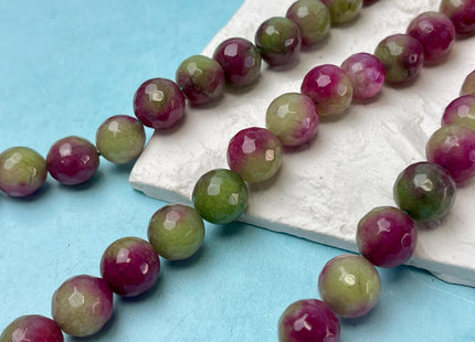 14 mm Faceted Round Agate Gemstone Beads Heat Treated Multi Pink and Green Color Natural Gemstone Agate 15.5 Inches Strand #4639