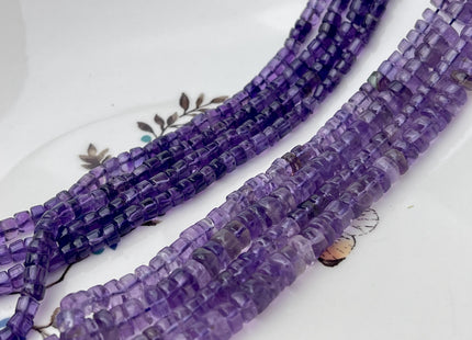 4-5mm Natural Purple Amethyst Smooth Heishi Tyre Gemstone Beads 16 Inches Strand #4663