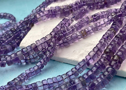 4-5mm Natural Purple Amethyst Smooth Heishi Tyre Gemstone Beads 16 Inches Strand #4663
