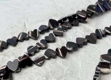 8 mm Heart Shape Natural Mother of Pearl Gemstone Beads Genuine Black Color MOP Gemstones Loose Beads 15.5 Inches Strand #4640