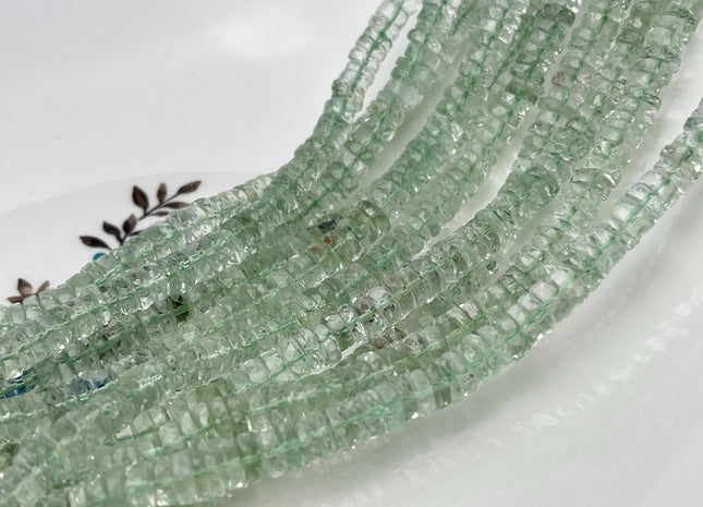 5 mm 6 mm All Natural Green Amethyst Faceted Rondelle Heishi Beads Top Quality Gemstone Loose Beads 4 Inches #4653