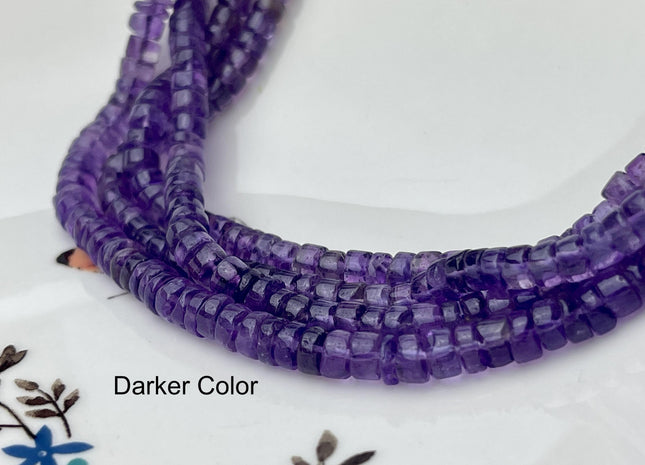 5-7mm Natural Purple Amethyst Smooth Heishi Tyre Gemstone Beads 16 Inches Strand #4664