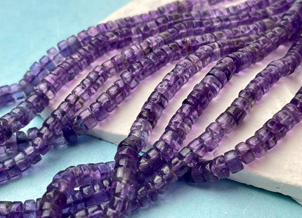 5-7mm Natural Purple Amethyst Smooth Heishi Tyre Gemstone Beads 16 Inches Strand #4664