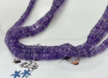 6 mm 7 mm All Natural Purple Amethyst Faceted Rondelle Heishi Beads Top Quality Gemstone Loose Beads 4 Inches #4656