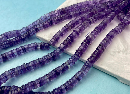 6 mm 7 mm All Natural Purple Amethyst Faceted Rondelle Heishi Beads Top Quality Gemstone Loose Beads 4 Inches #4656