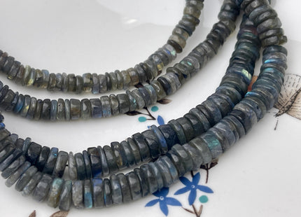 5 mm 6 mm 7 mm 8 mm Natural Labradorite Smooth Heishi Tyre Gemstone Beads 16 Inches Strand #4660