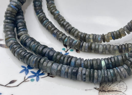 5 mm 6 mm 7 mm 8 mm Natural Labradorite Smooth Heishi Tyre Gemstone Beads 16 Inches Strand #4660