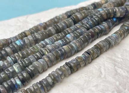 5 mm 6 mm 7 mm 8 mm Natural Labradorite Smooth Heishi Tyre Gemstone Beads 16 Inches Strand #4660