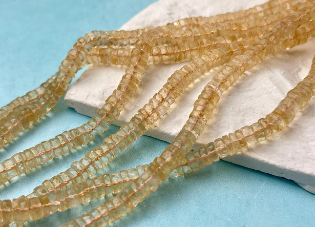 5 mm 6 mm 7 mm All Natural Honey Citrine Faceted Rondelle Heishi Beads Top Quality Gemstone Loose Beads 4 Inches #4655