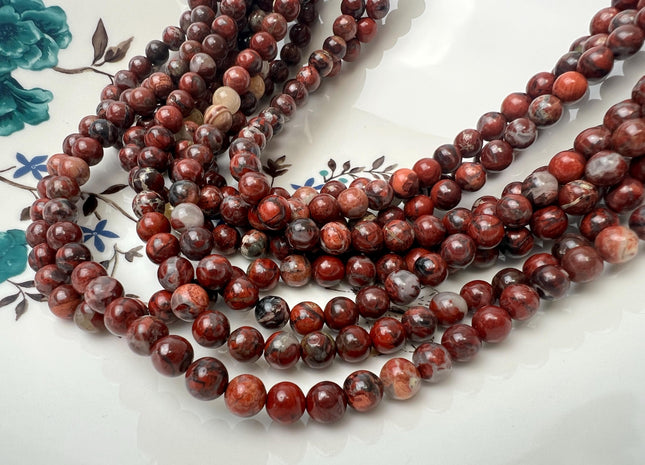 4mm 6mm 8mm 10mm AAA Smooth Round Natural Red Poppy Jasper Gemstone Beads Multi Red Brown Color Jasper Loose Beads #2296