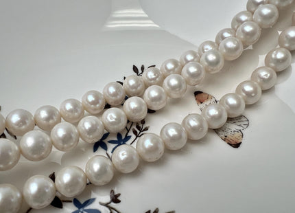 10-11 mm AA Natural White Semi Round Freshwater Pearl Beads Genuine High Luster White Cultured Freshwater Pearls #1651
