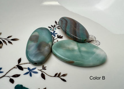 25x50mm AAA Natural Color Smooth Oval Dragon Skin Agate Gemstone Beads Natural Blue Green Color Agate Gemstone Beads #4645