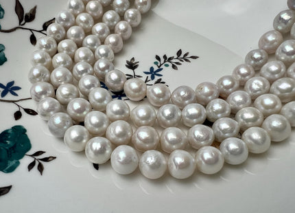 9.5-10 mm AA Natural White Edison Freshwater Pearl Beads High Luster Genuine Baroque Off Round Edison Pearls #P2878