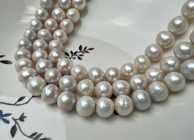 10-11 mm AA Natural White W/Slightly Pink And Gray Luster Edison Freshwater Pearl Beads High Luster Genuine Off Round Edison Pearl #P2877