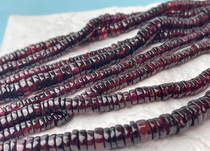 4-7 mm Natural Red Garnet Smooth Heishi Tyre Gemstone Beads 16 Inches Strand #4666