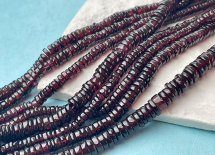 4-7 mm Natural Red Garnet Smooth Heishi Tyre Gemstone Beads 16 Inches Strand #4666