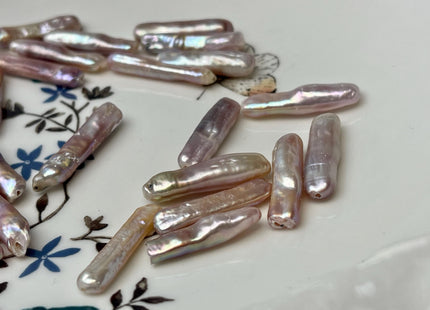 3 Pieces AAA 5.5-6.5x23-25 mm Natural Mauve Pink High Luster Full Drilled Rectangle Coin Peal Beads #P2882