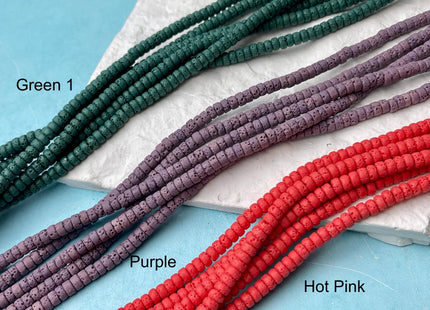 4mm Lava Heishi Rondelle Beads Yellow Pink Green Purple White Brown Cream Color Organic Volcanic Rock Stone Beads 15.5 Inches Strand #4607