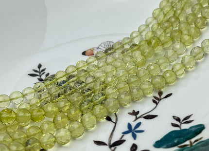 6 mm 7 mm All Natural Lemon Quartz Faceted Round Beads Top Quality Gemstone Loose Beads 5 Inches #4670