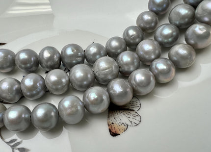 12-14 mm AA Half Strand Gray Color Large Hole Potato Freshwater Pearls Beads Hole Size 2.2 mm Genuine Large Hole Freshwater Pearls #1708