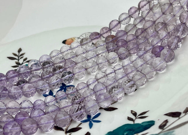 5 mm 6 mm 7 mm 8 mm 9 mm 10 mm 11 mm All Natural Shaded Pink Amethyst Faceted Round Beads Top Quality Gemstone Loose Beads 5 Inches #4669