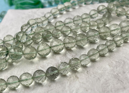 5 mm 6 mm 7 mm 8 mm 9 mm 10 mm All Natural Green Amethyst Faceted Round Beads Top Quality Gemstone Loose Beads 5 Inches #4671