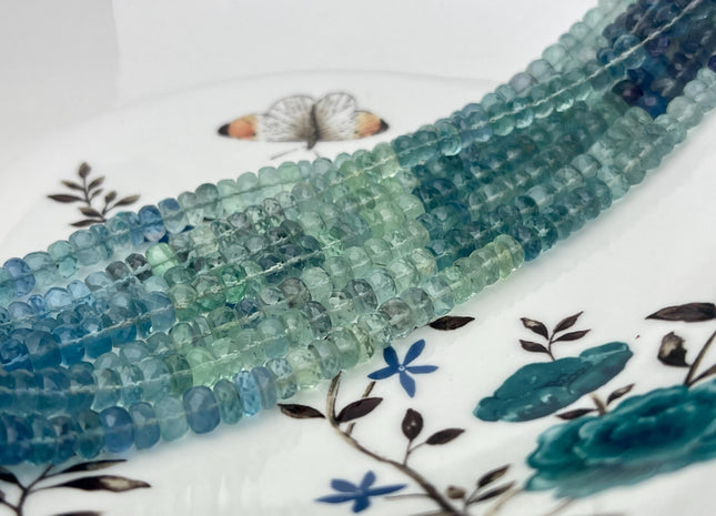 6 mm All Natural Shaded Fluorite Faceted Rondelle Heishi Beads Top Quality Gemstone Loose Beads 6.5 Inches #4667