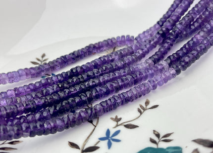 6 mm 7 mm 8 mm All Natural Shaded Purple Amethyst Faceted Rondelle Heishi Beads Top Quality Gemstone Loose Beads 8 Inches #4668