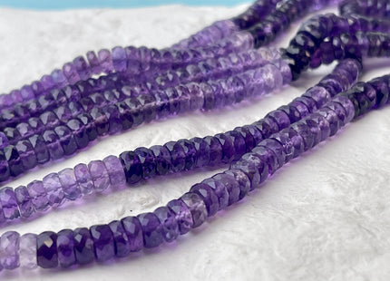 6 mm 7 mm 8 mm All Natural Shaded Purple Amethyst Faceted Rondelle Heishi Beads Top Quality Gemstone Loose Beads 8 Inches #4668