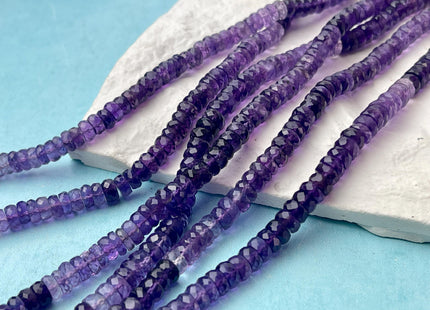 6 mm 7 mm 8 mm All Natural Shaded Purple Amethyst Faceted Rondelle Heishi Beads Top Quality Gemstone Loose Beads 8 Inches #4668