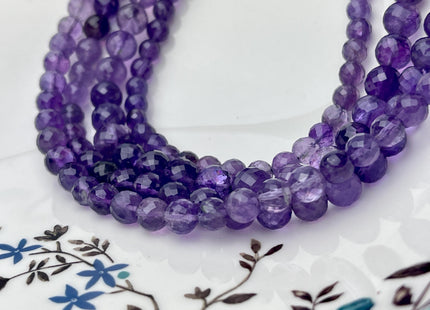 6 mm 7 mm 8 mm 9 mm 10 mm 11 mm All Natural Shaded Purple Amethyst Faceted Round Beads Top Quality Gemstone Loose Beads 5 Inches #4662