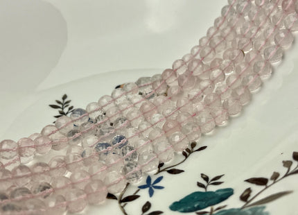 7 mm 8 mm All Natural Rose Quartz Faceted Round Beads Top Quality Gemstone Loose Beads 5 Inches #4672