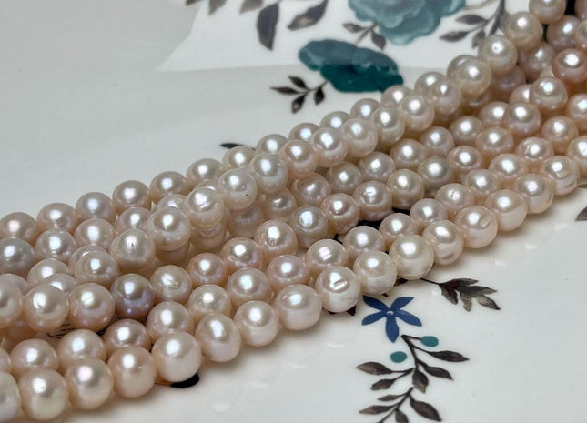 7 mm AA Natural Pale Pink Potato Freshwater Pearls Genuine High Luster Natural Pink Color Freshwater Pearls #P2884
