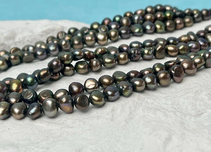 5-7 mm AA Peacock Green Color Freshwater Pearl Potato Nugget Beads Genuine High Luser Natural Nugget Pearls #P2888
