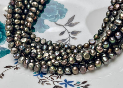 5-7 mm AA Peacock Green Color Freshwater Pearl Potato Nugget Beads Genuine High Luser Natural Nugget Pearls #P2888